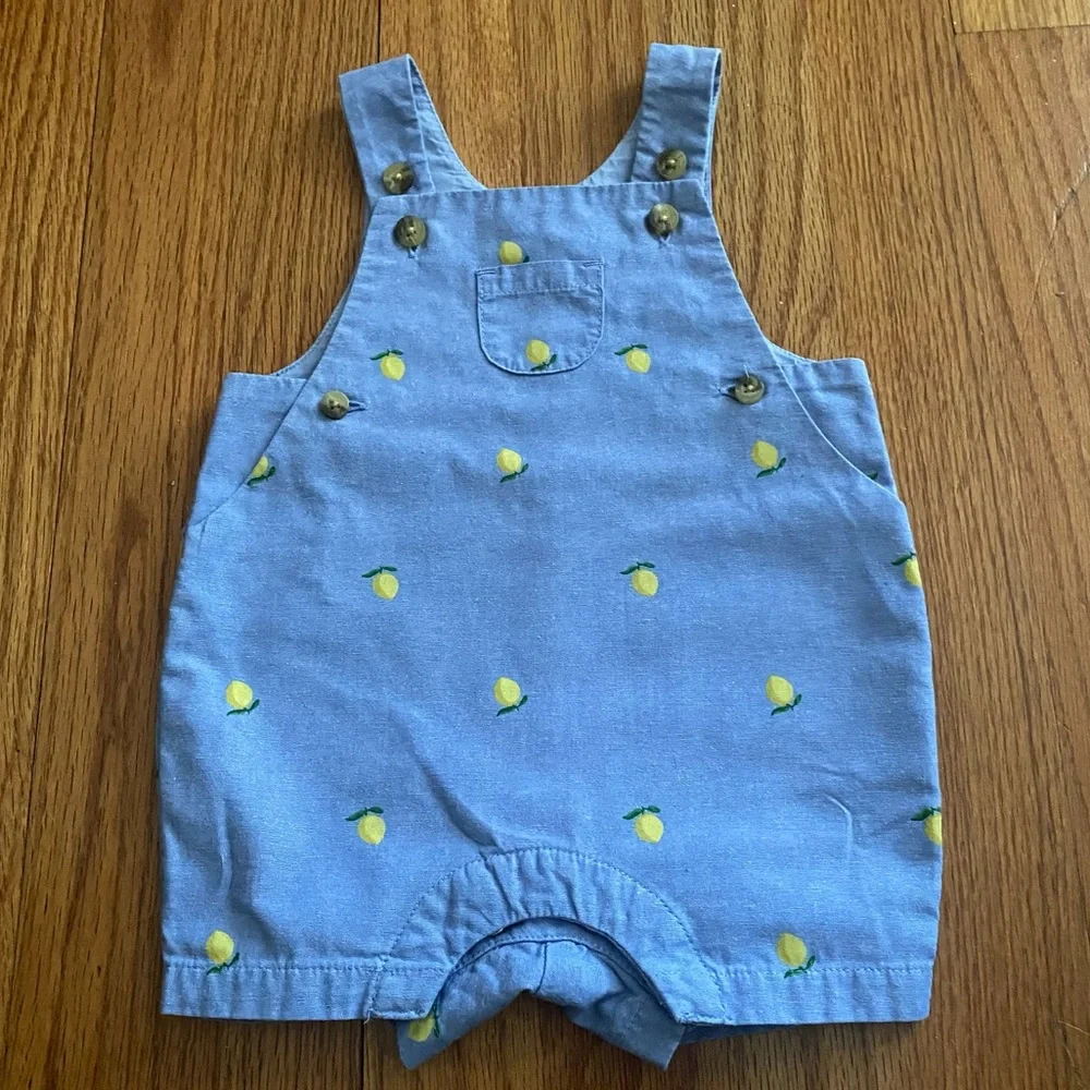 Janie and Jack Oxford Lemon Overall - Picture 3 of 9